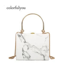 Винтажная женская сумка, маленькая сумка из искусственной кожи, женская модная сумка-тоут с имитацией мрамора, сумка через плечо с цепочкой
