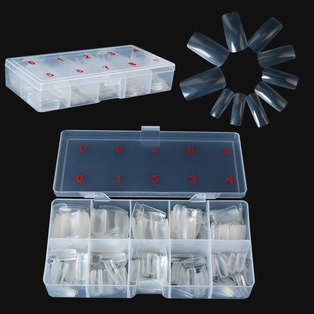 

100/500Pcs False Nails Acrylic Extension Full Nail Tips Manicure DIY Art Salon Fake Stickers White Clear Natural Color Nails