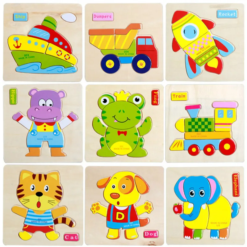 Three Dimensional Colorful Wooden Puzzle Educational font b Toys b font Developmental Baby font b Toy