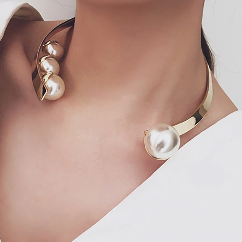 Collares modernos moda Torques para mujer, Perlas simuladas, de abiertas anchas, joyería 6L5002|fashion necklace|necklace fashioncollar necklace - AliExpress