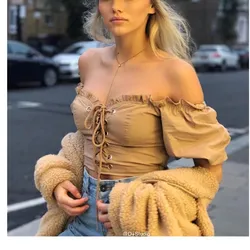 2019 Spring New European American Women Shirts Solid One Shoulder Short-sleeved Shirt Ladies Fashion Casual Blouses Tops 2019 Spring New European American Women Shirts Solid One Shoulder Short-sleeved Shirt Ladies Fashion Casual Blouses Tops