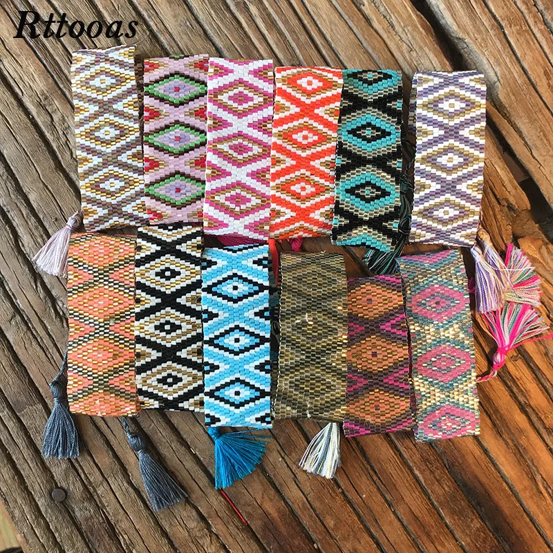 

Rttooas Geometric Tassel MIYUKI Seed Bead Women's Bracelet Men Trendy Gift Pattern Rope Chain Jewelry Friendship Women Bracelets