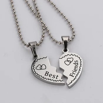 

Children Best Friends Engraved Letter Heart Pendant BFF 2 Necklace Friendship Jewelry Gifts For Kids 10 Set