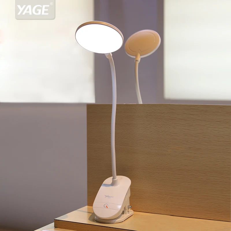 

YAGE T101 3 Modes Clip Desk Lamp Touch On/off Switch 7000K Eye Protection Reading Dimmer 18650 Rechargeable USB Led Table Lamps