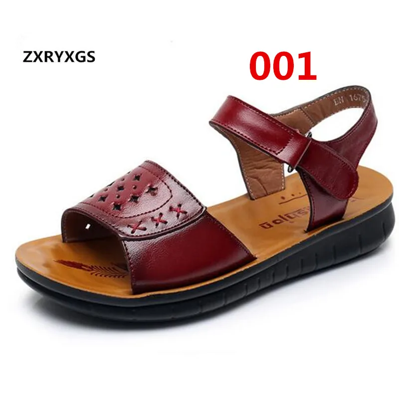 

2019 New Open Toe Summer Women Sandals Summer Fashion Sandals Comfortable Non-slip Mom Shoes Summer Leather Sandals Plus Size