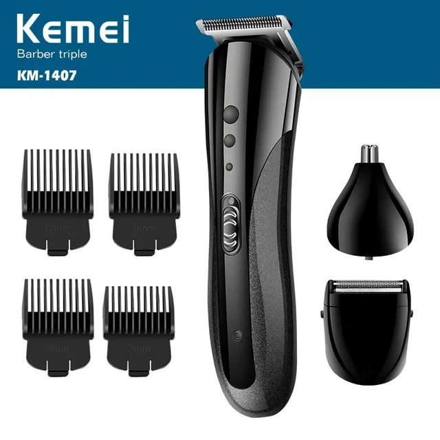 

Kemei Rechargeable Electric Haircut Machine For Man Professional Hair Clipper Cordless Electric Hair Trimmer KM-1407