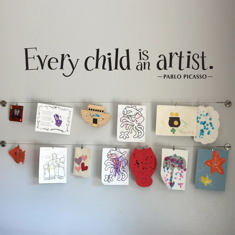 

Every Child is an Artist Wall Decal Large - Children Artwork Display Decal - Picasso Quote Vinyl Wall Stickers Kids Room Decor