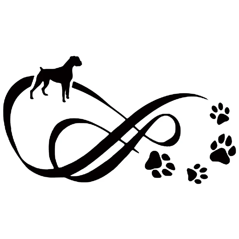 

18.4*10.2CM Boxer Dog Paw Print Creative Fashion Body Decorative Stickers Car Accessories Black/Silver C6-1080