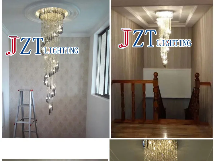 ZYY современный прозрачный LED K9 Хрустальная люстра долго суспензия составные повернуть вилла Лестницы подвесной светильник Обеденная лампа