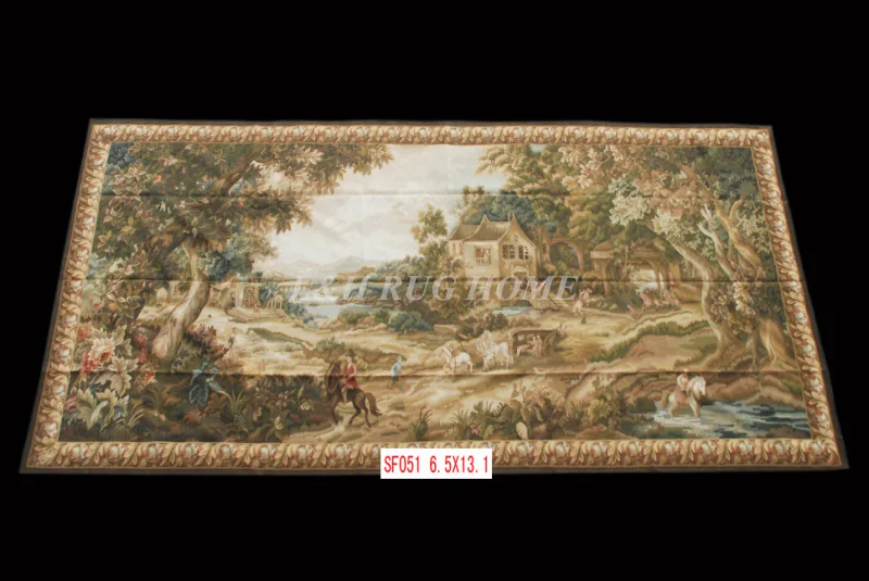 

Free Shipping 6.5'x13.1'Handmade wool aubusson tapestry gobelin carpet, wall hanging tapestry wool tapestry paintings
