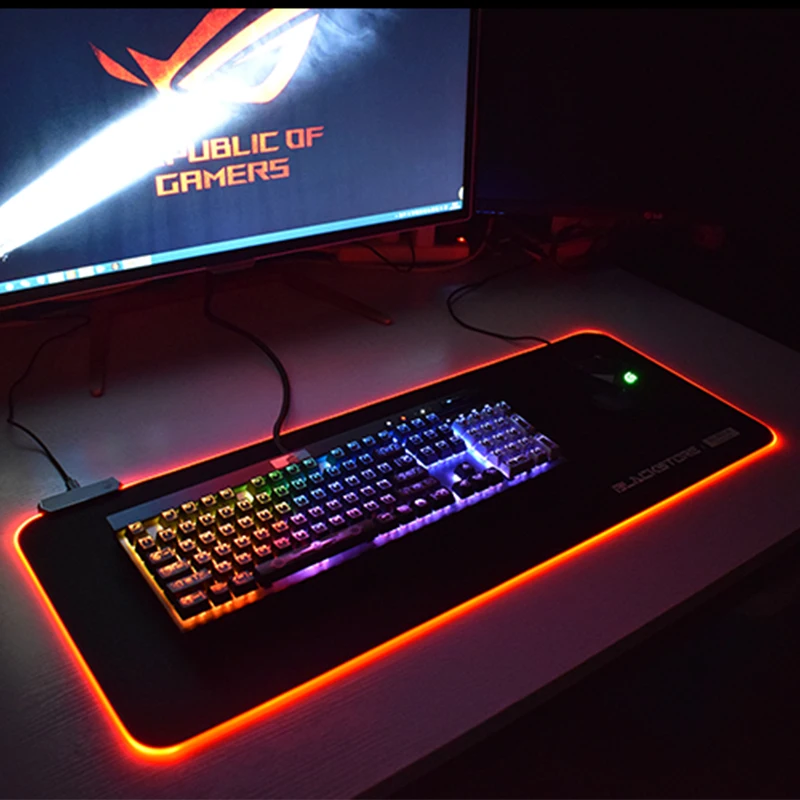 Очень большой коврик для мыши 790*300*4 мм 7 цветов RGB игр нескользящий натуральный