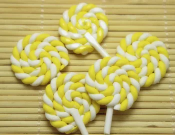 

50pcs/lot 35x26mm yellow Lollipops Lollipop Cabochons Cabochons Kawaii diy Decoden