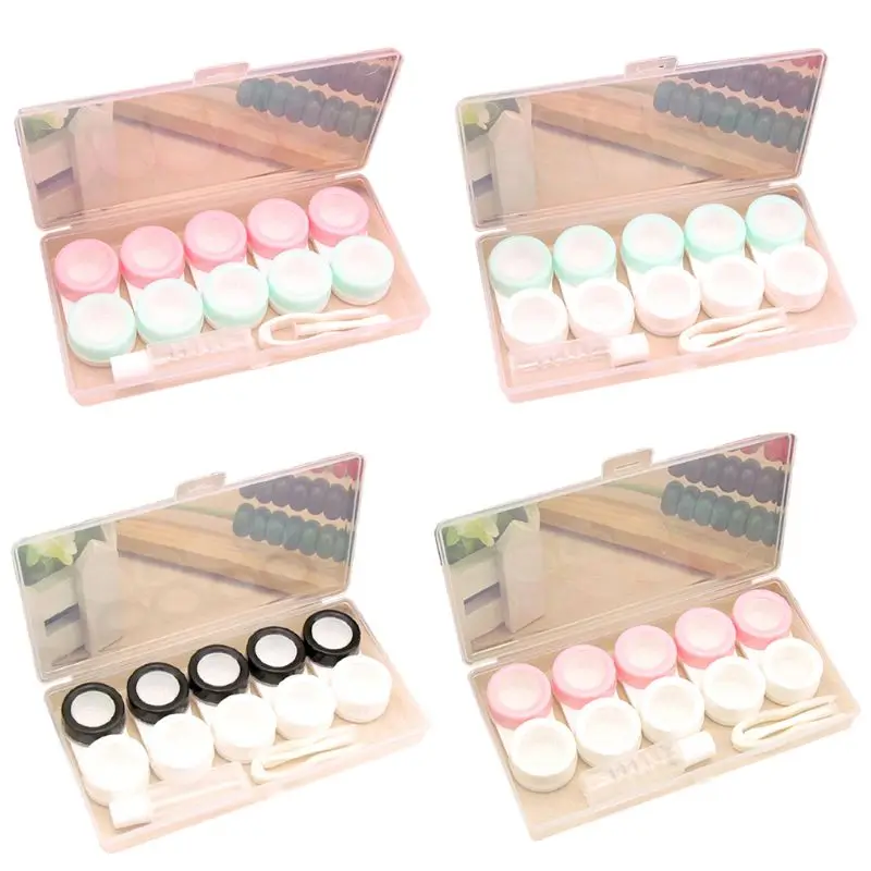 

5 Pair/set Practical Contact Lens Case Multiple Pairs Beautiful Small Fresh Glasses Cases Companion Box