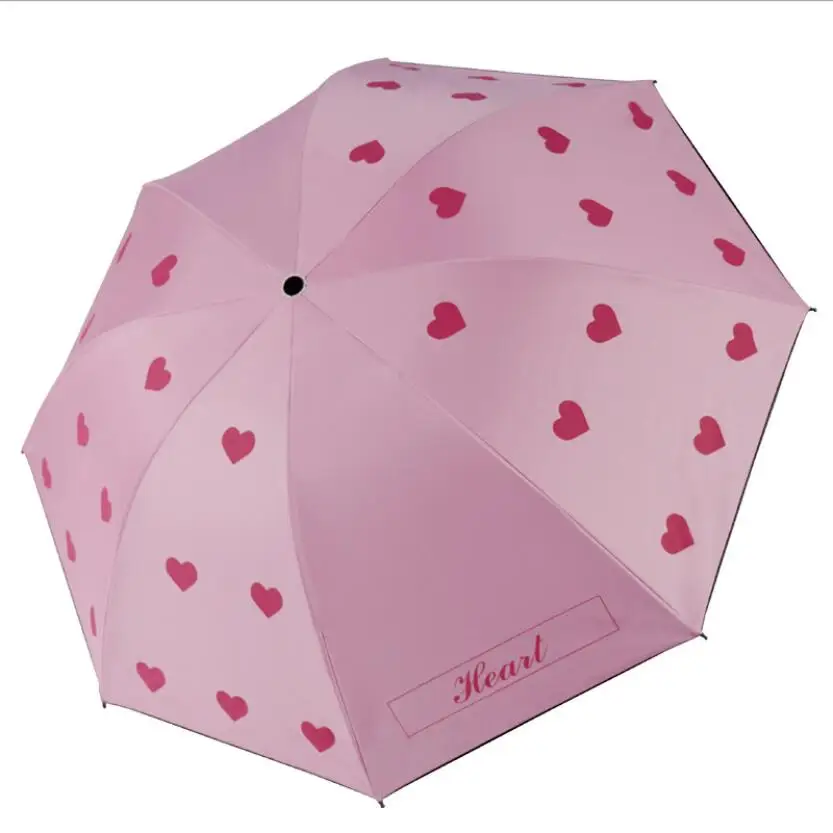 Новинка, розовый зонтик с узором в виде сердца, милые зонты для девушек и женщин, женские складные зонты, SP026