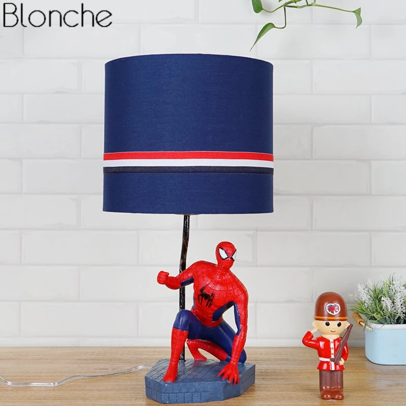Us 107 27 21 Off Modern Spiderman Table Lamp For Children Room Bedroom Bedside Lamp Cartoon Lovely Led Desk Light Reading Fixtures Home Decor E27 In