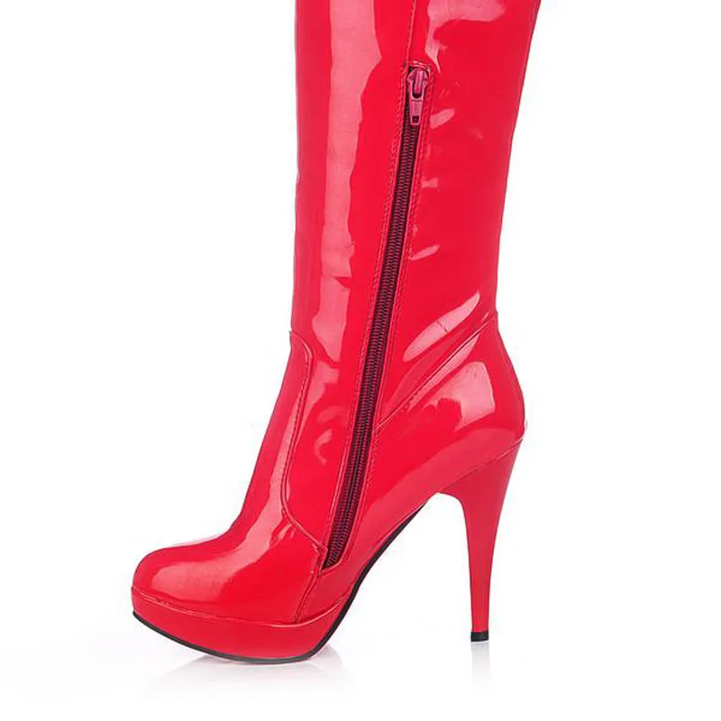 Sexy Patent Leather Thin Heels Women Over The Knee Boots Ladies Platform High Heels Pole Dancing Boots Women Thigh High