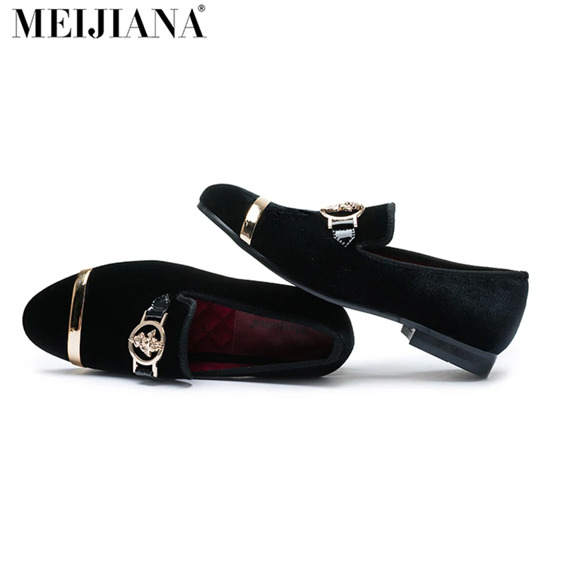 Туфли MEIJIANA мужские золотистые роскошные модные офисные лоферы с узором