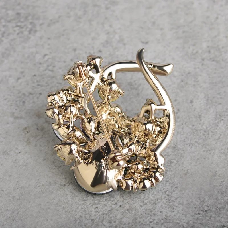 Blucome Full Rhinestone Flower Shape Brooches For Women Girls Gifts Colorful Crystal Alloy Brooch Pins Dress Clothes Scarf Clips