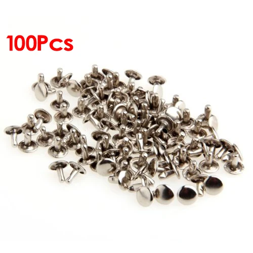

100 9mm Silver Copper Round Flat Rapid Rivets Studs Punk for Bag Shoes Bracelet