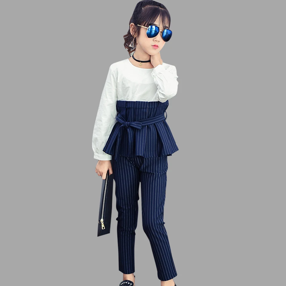 Children Clothing Spring Autumn Patchwork Dress + Dress Girls Clothing Sets Striped Teen Clothes For Girls 8 10 12 14 Years Children Clothing Spring Autumn Patchwork Dress + Dress Girls Clothing Sets Striped Teen Clothes For Girls 8 10 12 14 Years