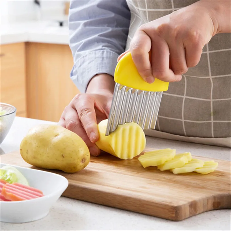 Нож для резки фруктов и картофеля, кухонный инвентарь для тонкой нарезки овощей из нержавеющей стали, кухонные инструменты, волновой измельчитель овощей