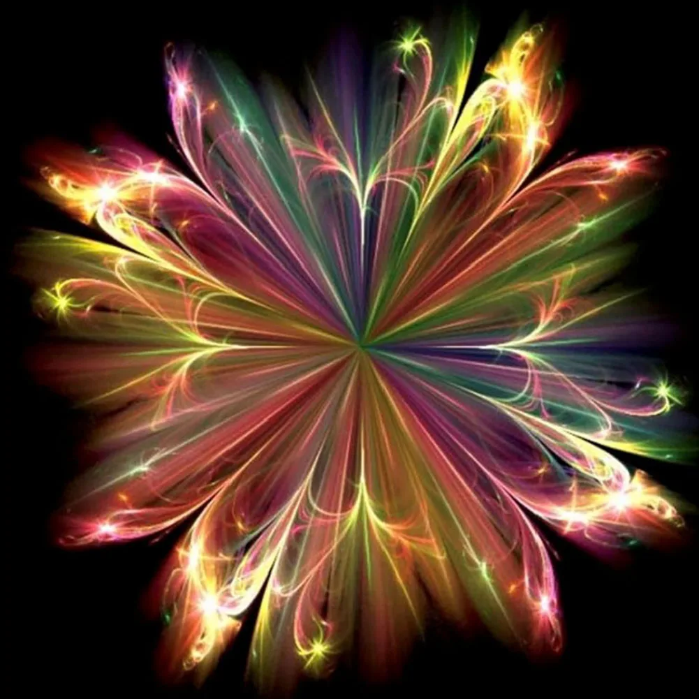 Фантазийный цветок абстрактное искусство Diy кристалл полный дрель круглый 5D алмазная живопись 3D вышивка крестиком комплект круглый горный хрусталь - Цвет: As shown