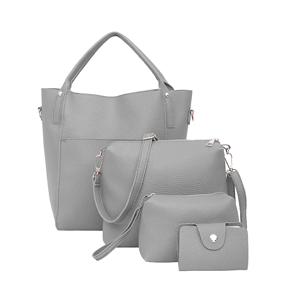 

4Pcs 2019 Hot Sale Popular Fashion Brand Design Women Leather Four-Piece Shoulder Crossbody Bag Clutch Wallet Retro Bag