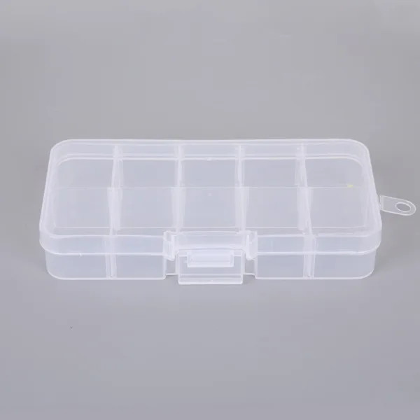 10 Slots Plastic Storage Jewelry Box Compartment Adjustable Container for Beads Earring Box for Jewelry Rectangle Box Case 