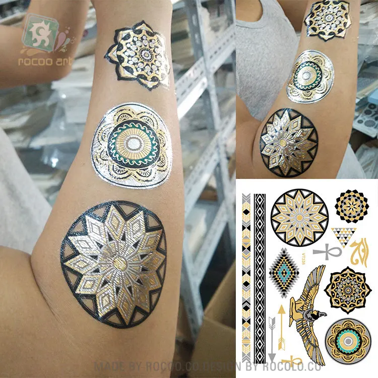 Боди-арт, тату, наклейки, металл, золото, серебро, временная флеш-тату, Орел, одноразовые индийские, Племенные татуировки, VT338