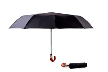 

Classic Solid wood handle Umbrella Automatic 10Ribs Strong WindResistant 3 Folding Umbrella Rain Business Male Quality Parasol