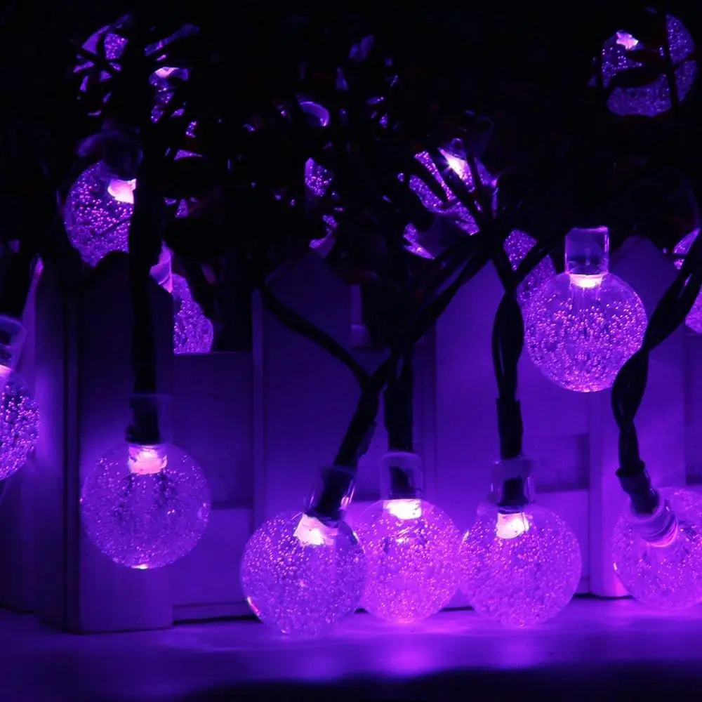 F5 Солнечный струнный светильник 20 светодиодов водонепроницаемый пузырьковый струнный Сказочный светильник Открытый сад Рождественская вечеринка украшение солнечный светильник s - Испускаемый цвет: purple
