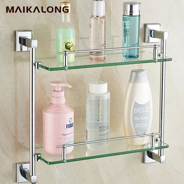 square design double bathroom shelvesglass shelf chrome finish baseglass shelves - Square Bathroom Accessories Chrome square design double bathroom shelvesglass shelf chrome finish baseglass shelves - Square Bathroom Accessories Chrome