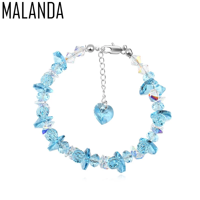 MALANDA Bracelets For Women Colorful Heart Crystal From Swarovski New Fashion bracelets bangles Weddings Party Jewelry Gift