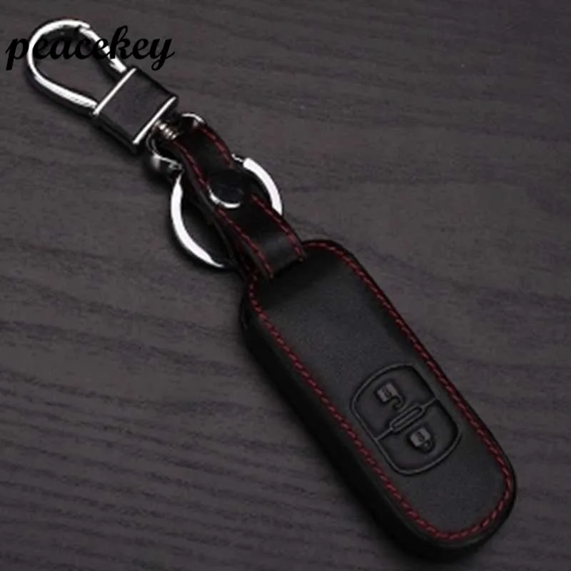 Peacekey Genuine Leather Car Keychain Rings For Mazda 2 3 5 6 8 Atenza