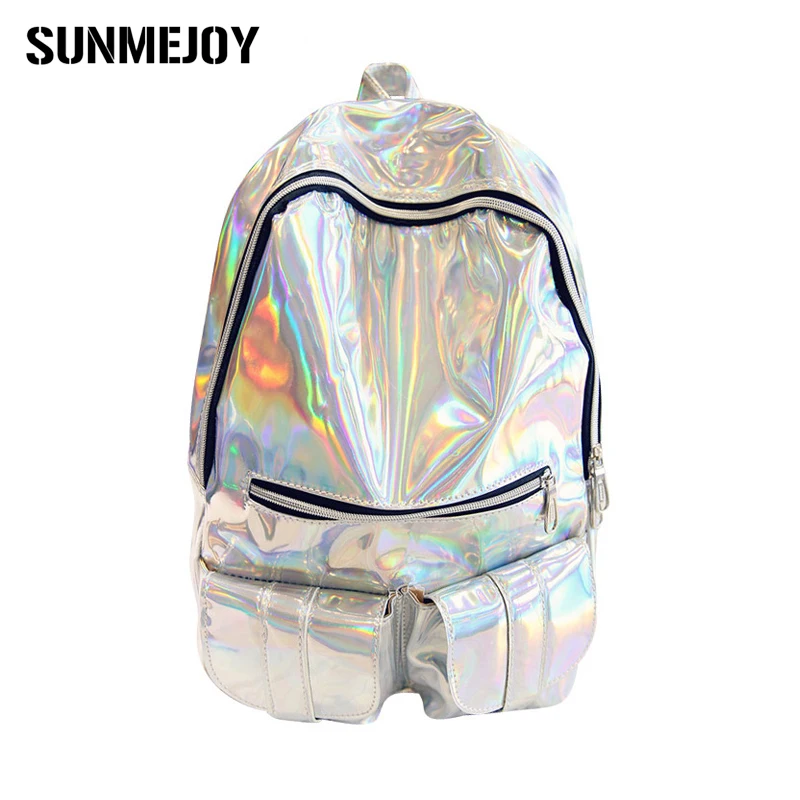 SUNMEJOY 2017 Summer Silver Fashion Hologram laser Women School