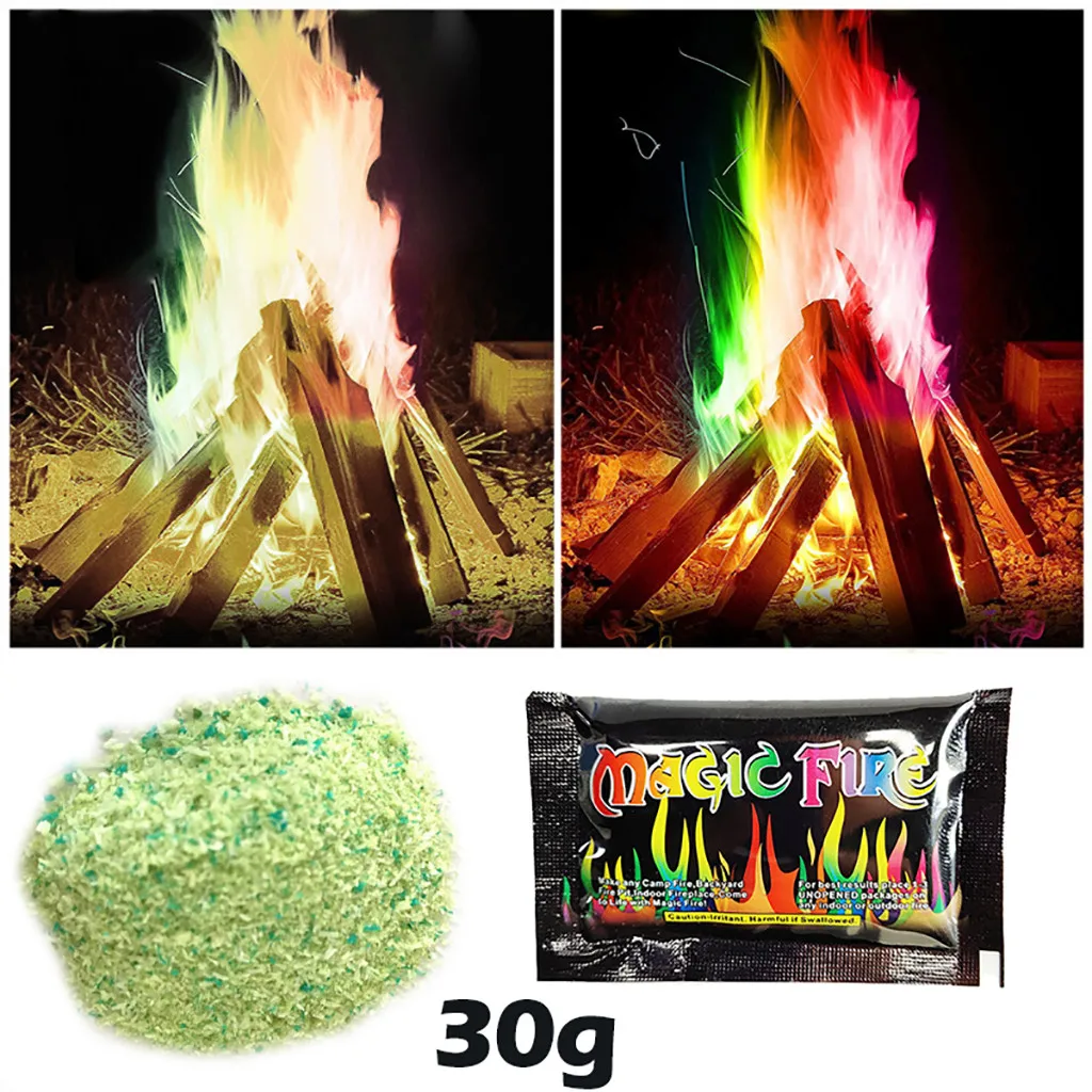 

Funny Multicolor Flame Powder Flame Dyeing Outdoor Bonfire Party Supply Kits 30g Children Magic Performing Props Magic Tricks