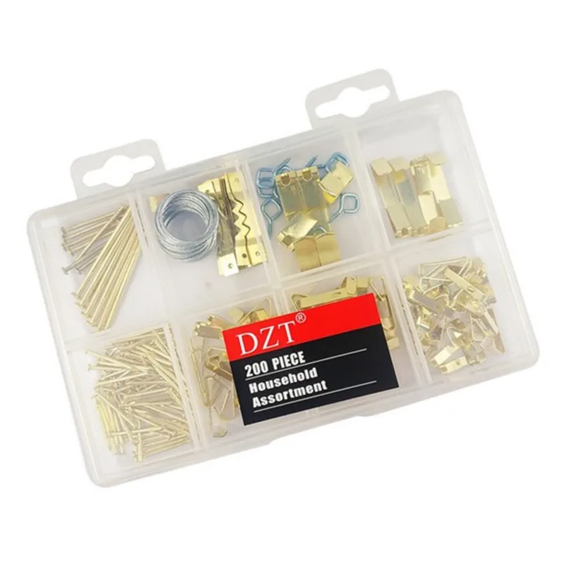 

200pc/set Photo frame hooks Picture Hanging Kit Wall Mounting hook Bracket seamless needle nail home decor Hardware Accessories