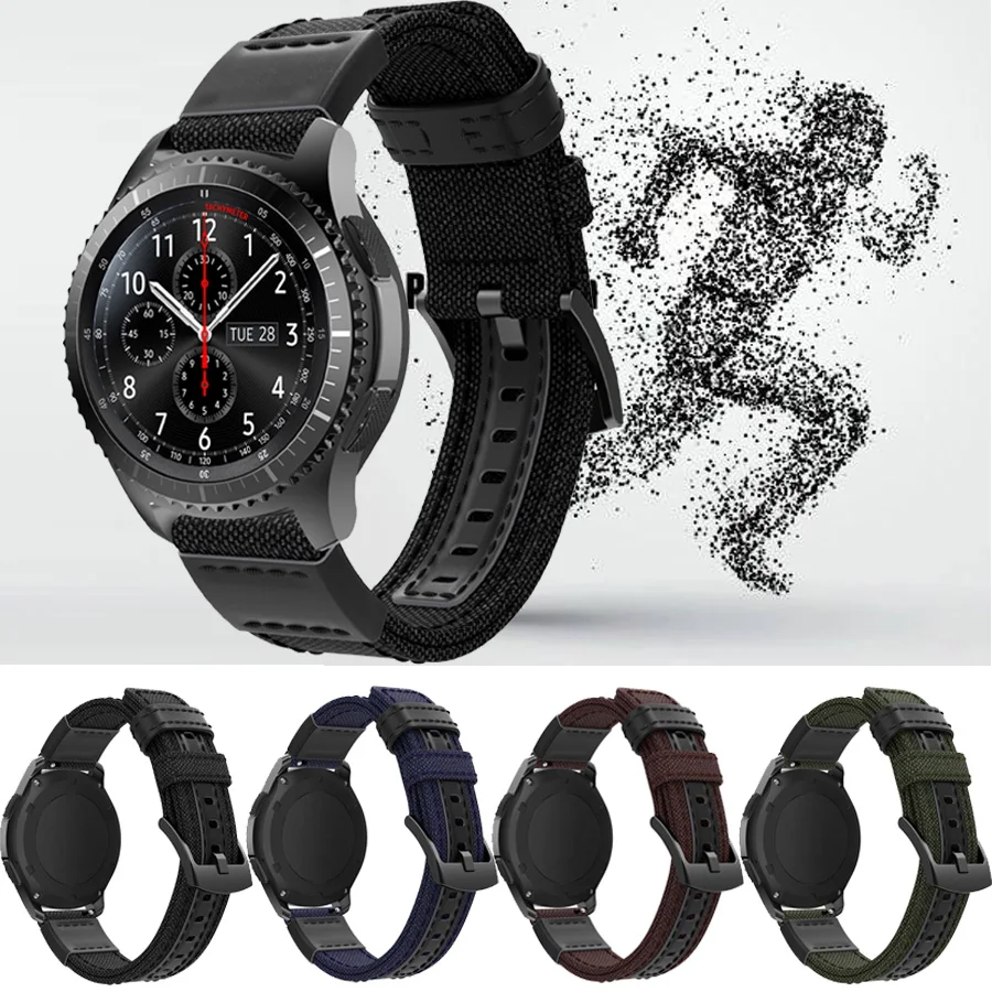

22mm Sport Woven Nylon Leather Watch Band Strap For Samsung galaxy watch 46mm Quick Replease Watch Bands Bracelet For Gear S3