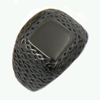 

FANSSTEEL Stainless steel jewelry wave grid square signet ring FSR13W19B