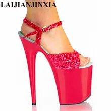 LAIJIANJINXIA/Женская обувь; Босоножки на платформе с пряжкой; обувь для танцев на шесте; обувь на высоком каблуке 8 дюймов; обувь для ночного клуба; обувь для танцев; E-203