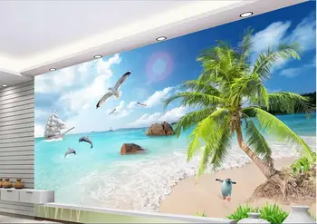 

3d wallpaper custom mural non-woven 3d room wallpaper sea coconut palm beach scenery paintings photo 3d wall murals wallpaper