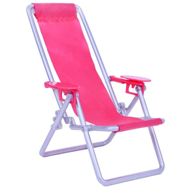 1:6 Scale Dollhouse Furniture Swim Foldable Deckchair Accessories For Barbie Doll For Blythe House Lounge Pink Rose Beach Chair