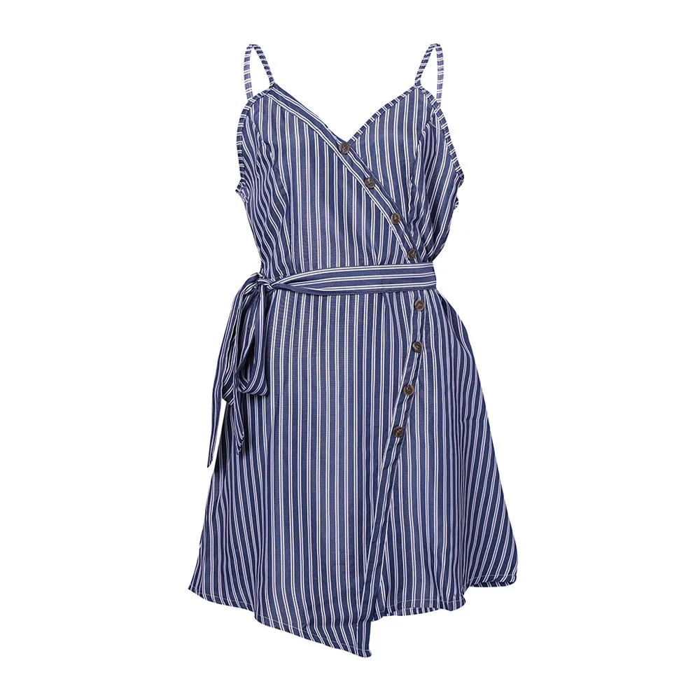 Vestidos verano 2018 Для женщин летнее платье леди без рукавов с v образным вырезом Camisa