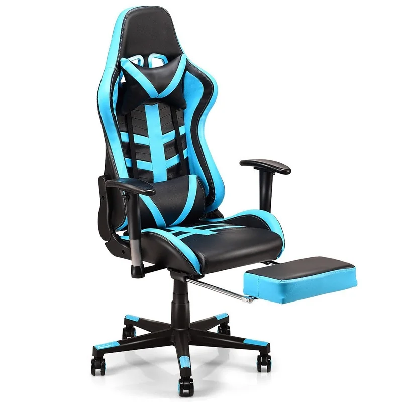 Ergonomic PU Leather High Back Swicel Chairs Racing Recliner Computer Gaming Chair with Footrest HW56577