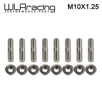 

WLR Racing - 8 pcs 10mm Stainless Steel Exhaust Studs & Serrated Nuts M10x1.25 Stud Conversion Tall Lug Bolts SCREW ADAPTER kit