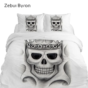 

3D Bedding Set King/Queen/Eruo/USA Size,Luxury Print Blanket/Quilt/Duvet Cover Set,Halloween Crown Skull Bed Set,Drop Ship