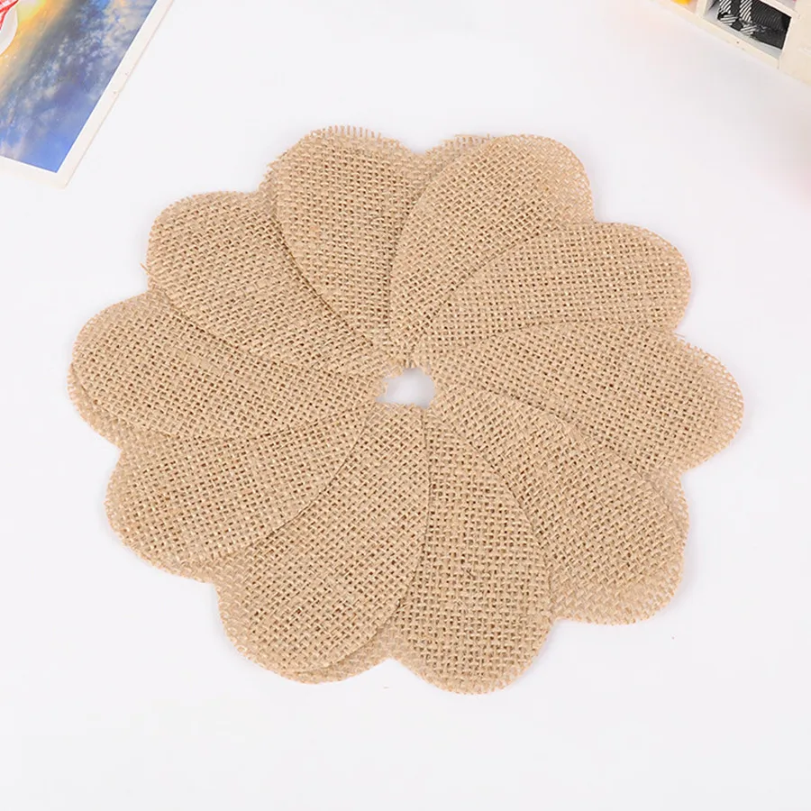 Creative handmade Christmas Wedding party Decoration retro jute linen sheet gasket heart love coaster diy accessories (2)