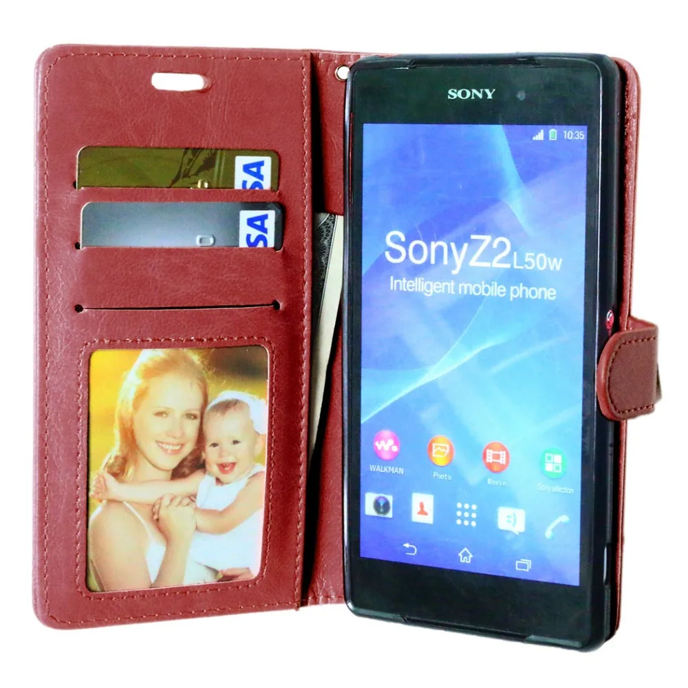 Флип чехол для Sony Z2 L50u L50t D6502 D6543 Xperia Z 2 L50 L50w D6503 однотонная фоторамка кожаный