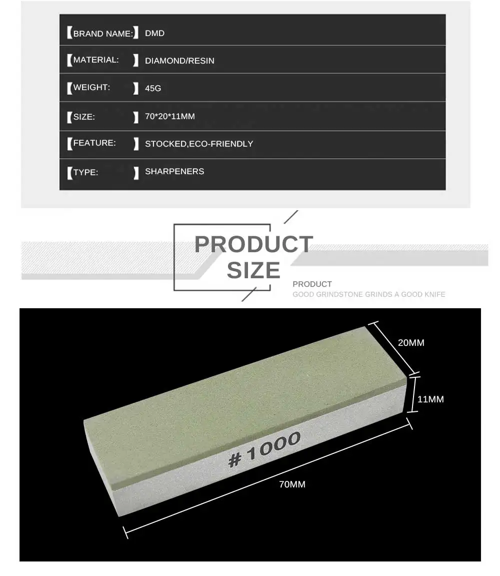 DMD Алмазный точильный камень, профессиональная смола, точилка для ножей для керамических ножей, кухонные инструменты, размер 70*20*11 мм