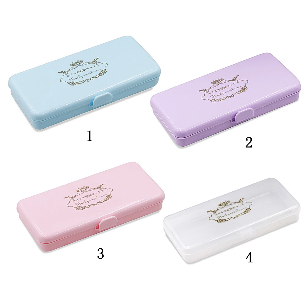 

1pc Nail Storage Box Long Pusher Scissor Plastic High Manicure Tools Empty Container Containers nail Accessories Organizer Box